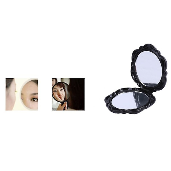 Mini Spegel Retro Ros Blomma Portabel Liten Ficksminkspegel Dubbelsidig Handspegel Kompakt Kosmetisk Skönhetsverktyg White