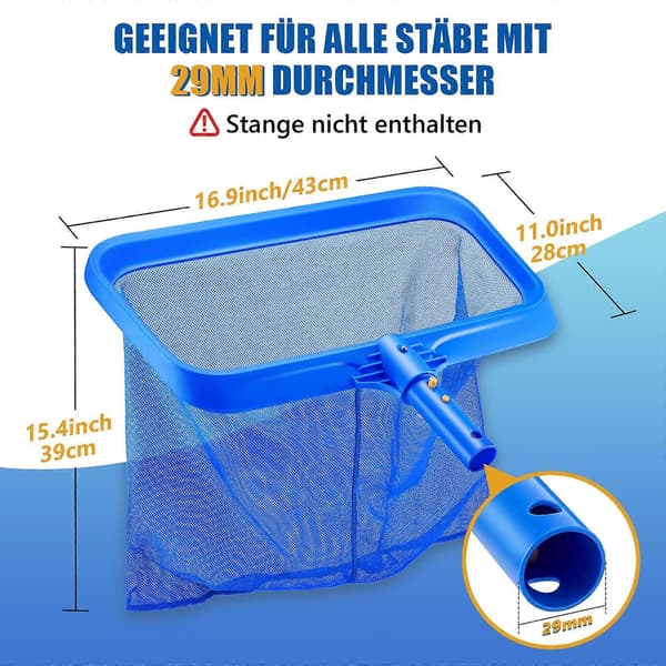 Ytfångare för pool, Professionell Bottennät med Stor Kapacitet, Blå