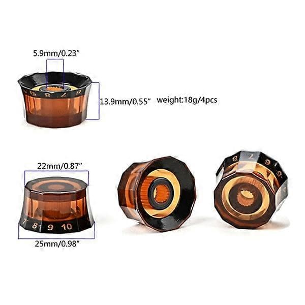 Styck Elektrisk Gitarr Topphatt Rattar Hastighet Volym Ton AMP Effekt Pedal Kontrollrattar Gitarr Potentiometer Kontrollrattar