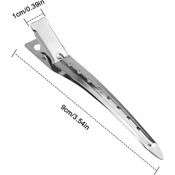 Frisör Hårklämma 24 delar 9cm Silver Metall Hårklämmor Hårklämmor