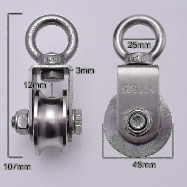 Løfteblok 500 kg med 2 lejer, blok til kabel, 48 mm blok -Sy