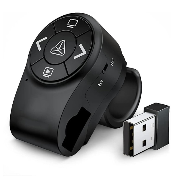 Bluetooth Trådlös Presentatör, RF 2.4GHz Presentation Clicker, Fingerring Fjärrkontroll PowerPoint PPT Sli