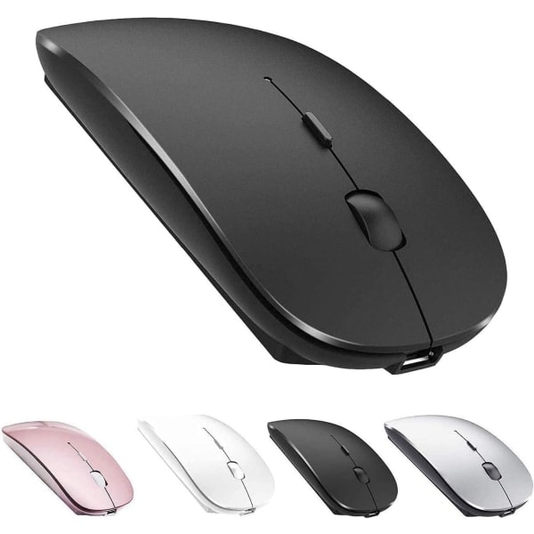 Bluetooth Mus, Trådløs Genopladelig Mus, Bluetooth Trådløs Mus til Laptop/PC/Mac/iPad Pro/Computer (Sort)