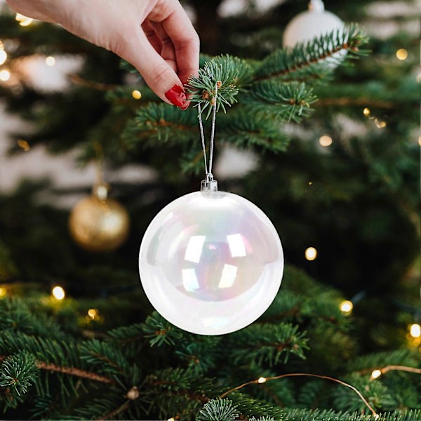 18 st Iridescent Julkulor DIY Hantverk Halloween Kittel Gryta Bubbla Plastkula Ornament för Julgran Födelsedag Bröllopsdekor Qinghai Transparent