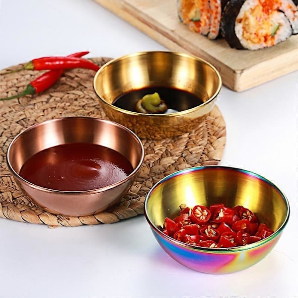 Krydderiskål Rund Rustfri Rustfrit Stål Husholdnings Lille Metal Sauce Tallerken til Hjemmet Multicolor