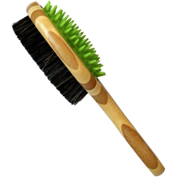 Dog grooming brush dog pin bristle brush for long and short hair double sided pet brush for cats, dog bath and massage