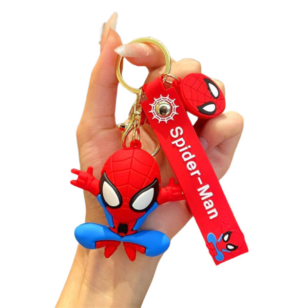 Super Spider - söpö avaimenperä lahjaksi pojalle, piirretty avaimenperä tarvikkeet avaimenrenkaaseen lompakkoon reppuun auton riipus (punainen) Punainen