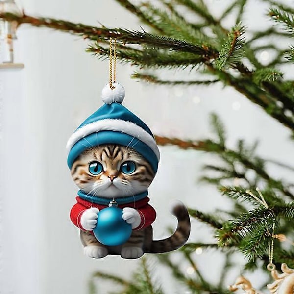 Tecknad Söt Katt 2023 Julgransprydnader Hängande Dekoration Gåva Jul Hängande Träd Personlig Hänge Festtillbehör G2