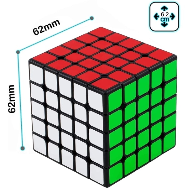 5 x 5 x 5 Speed Cube, Original Full Size 62mm Magic Cube Puzzle