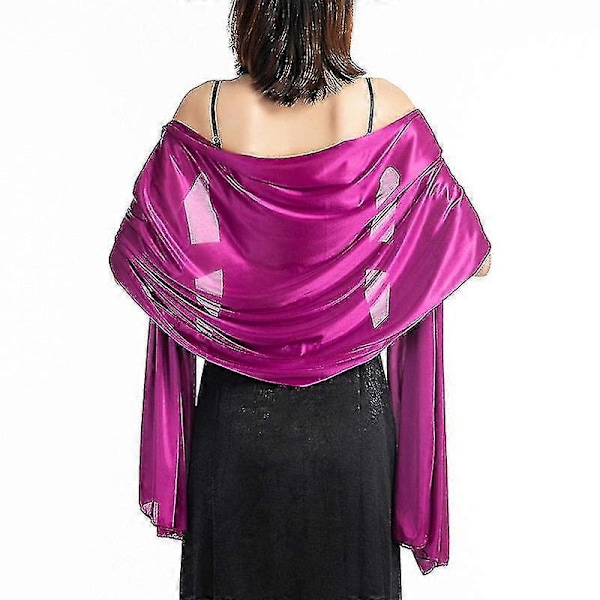 Sjal Kjoler Kveldsfest Wrap Bryllup Sateng Ren Farge Cape Skuldertrekk Boleroer Purple