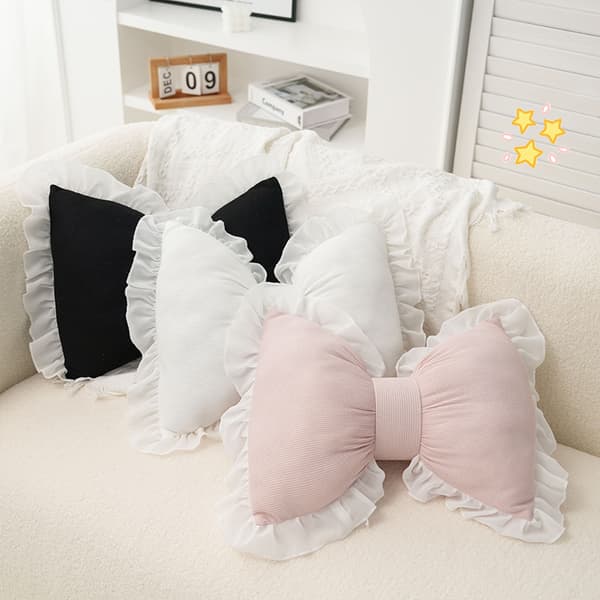Rosa blonde sløyfe pyntepute, egnet for sovesofa dekorasjon. Black