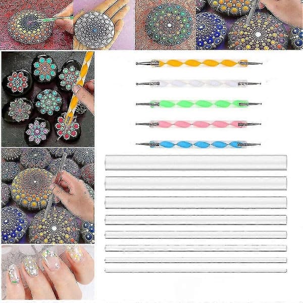 13 st Mandala Dotting Tool Målnings Rock Dot Kit Stenmålningspenna
