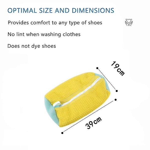 2024 Vaskepose for sko i bomull, vaskenett, myke fibre fjerner enkelt smuss, anti-deformasjon -GSLA ZD L Yellow 2pcs