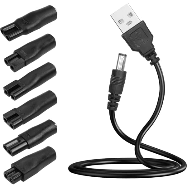 5V 6-pack, 1M USB-laddare för elektriska hårklippare, rakmaskiner, bil