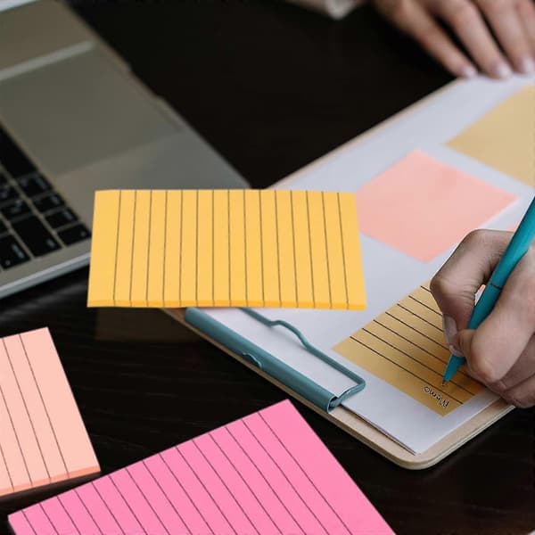 Studie sticky note vandret fluorescerende notesblok foret beskedblok, 10*15cm*6 farver (300 ark)