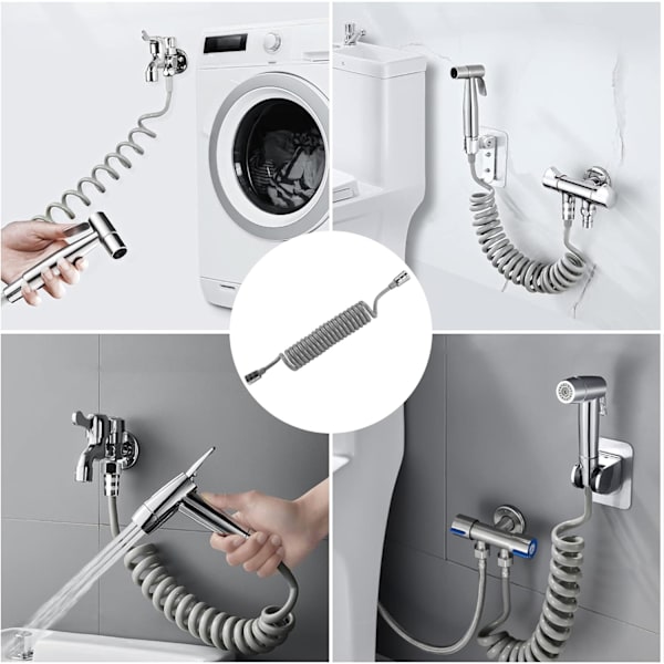 Forår Fleksibel Bruseslange, ABS Fleksibel Teleskopisk Bruseslange, Badeværelse Spiral Fleksibel Bruseslange til Toilet Hane, Bidet Sprøjte, Håndbruser - 3M Grey