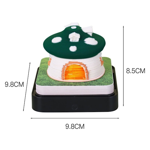 2024 Kalender Memoblok Med Lys Interessant Formet 3d Kalender Notesblok Til Familie Ven Nabo Gave Mushroom House Green