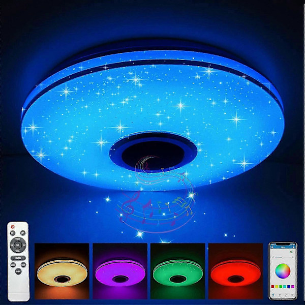 Dimbar RGB LED Taklampa med Bluetooth-högtalare, Idealisk för Kök, Barnrum, Sovrum, Vardagsrum - 32cm
