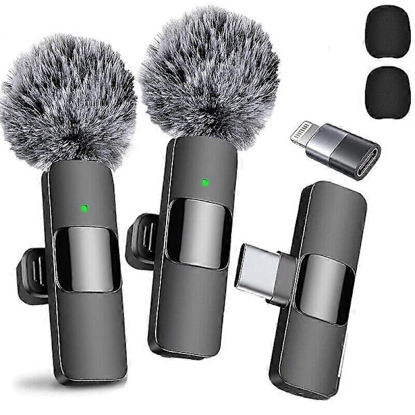 2024-Mini Trådlös Lavalier Mikrofon Mic Telefon För iPhone Typ C Inspelning Vlog-QM