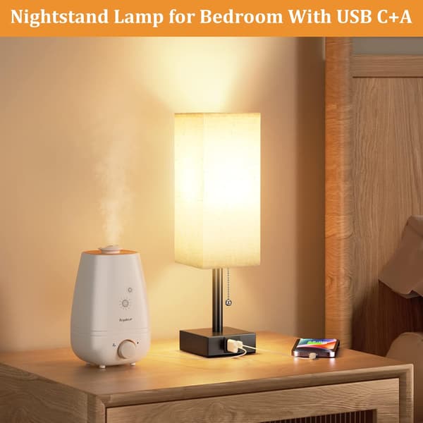 3000/4000/5000K Nattbordslampe med USB C + A Porter