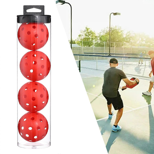 Inomhus Pickleballs - Inomhusbanans Pickleball Bollar - 4-pack Pickleballs - Turnering Pickleballs Red 74mm
