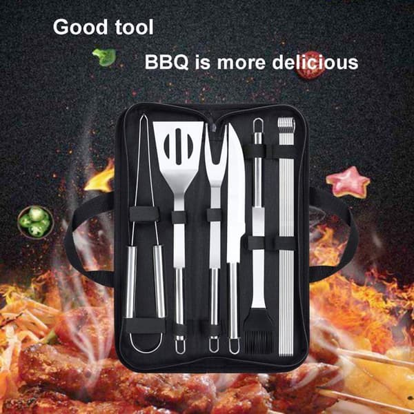 Grillverktøy - Grillverktøy i rustfritt stål Bærbart grilltilbehørssett med bæreveske