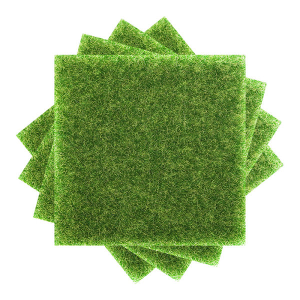 4-pack konstgräsplattor för pysselhantverk, 15x15cm gröna fyrkantiga mattor för balkong och uteplatsdekor