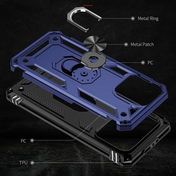 iPhone 15 Pro -kotelo, Hybrid Armor Ring, sininen
