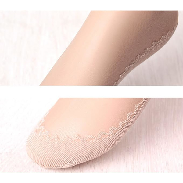 Dam 12 par Silkeslen Anti-Slip Bomullssula Sheer Ankle High Strumpbyxor Strumpor Förstärkt Tå, Sheer Ankle Nylon pop strumpor 12 Pairs Beige 4-9