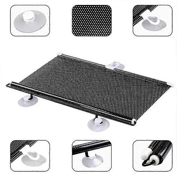 Nye blendingsgardiner med sugekopper, uttrekkbare vindusjalusier rask 2023 Black 40*125cm