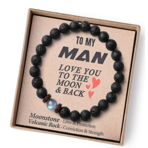 Perlearmbånd Vulkansteinarmbånd TIL MIN MANN TIL MIN MANN Til Min Sønn