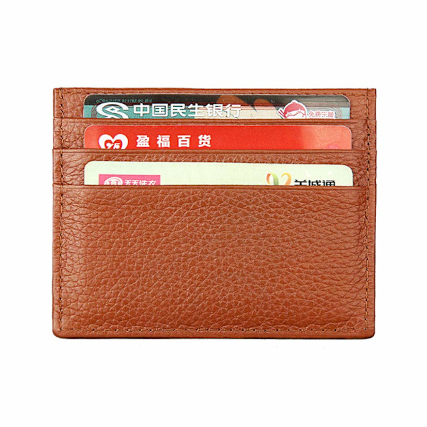 Blokerende Ægte Læder Unisex Slim Kreditkort Etui Holder Debet Tegnebog Ærme - Sort Brown