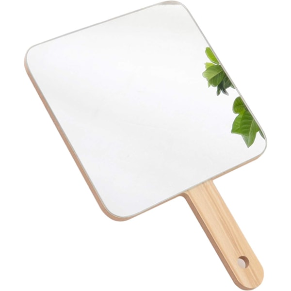Handspegel för resor med handtag, sminkbordsspegel, trähandspegel, sminkhandspegel