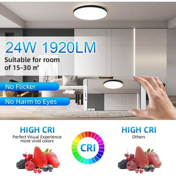 24W Bluetooth-ansluten LED-taklampa - 1 enhet - ABS/PC - Dimbar RGB - Vardagsrum Sovrum Badrum