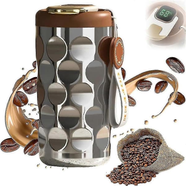 Tealier Smart Kaffe Termosmugg med Temperaturdisplay Portabel Resemugg silver410ml