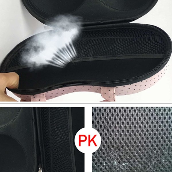 Resväska för behå och underkläder med dragkedja, bärbar behåförvaringsväska med nät, researrangör för underkläder för bagage, dambehåar Bikin Powder