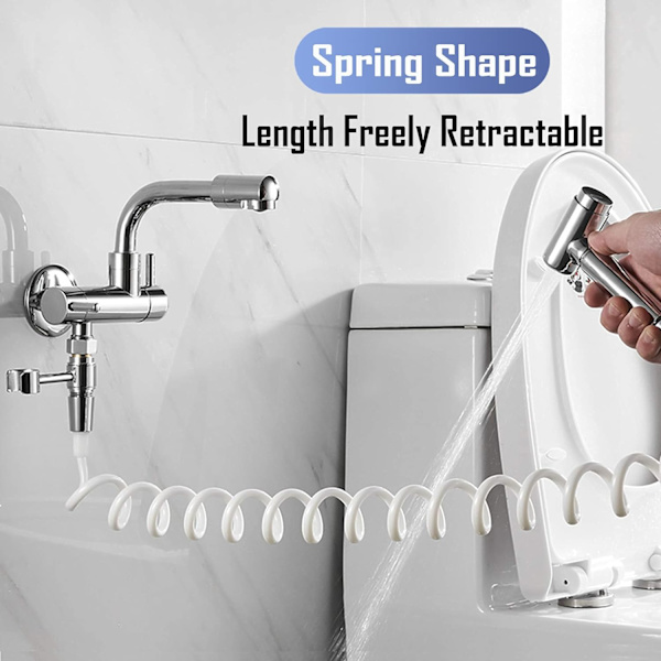 Forår Fleksibel Bruseslange, ABS Fleksibel Teleskopisk Bruseslange, Badeværelse Spiral Fleksibel Bruseslange til Toilet Hane, Bidet Sprøjte, Håndbruser - 3M White