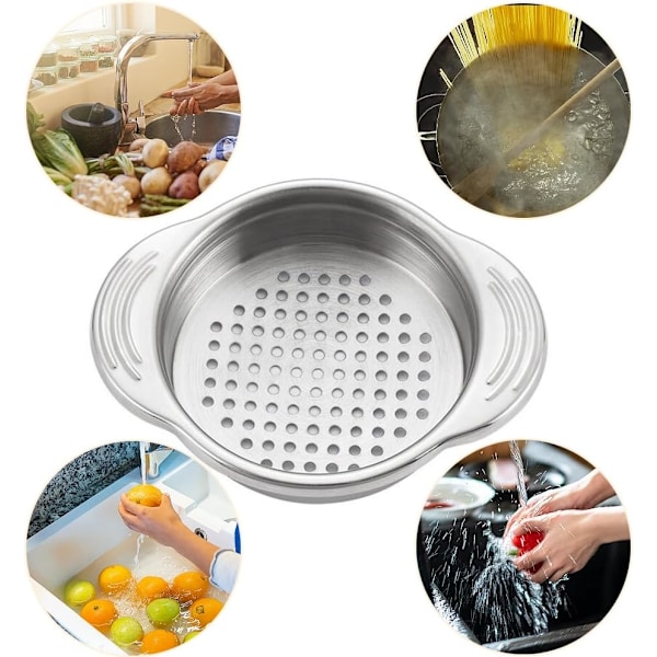 Rustfrit Stål Si, 8cm Mesh Si med Solid Håndtag, Hårdt Arbejde Dræning Vask Hjem Si til Køkken Mad/Pasta/Grøntsager/Ris/Frugt