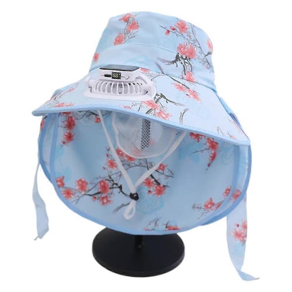 Sommer Solhatte med Ventilator Køleventilator Blue