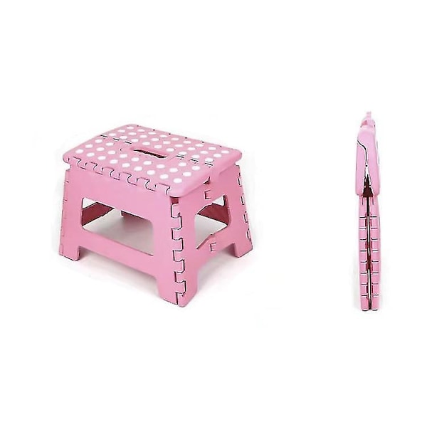 Skridsikker Bærbar Sammenklappelig Trinbænk Med Bærehåndtag Til Børn Pink