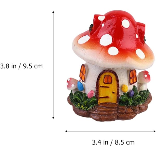 Miniatyr svamp prydnad terrarium tillbehör svamp hus miniatyr svamp hus statyer tillbehör för terrarium dekor glas prydnader Red