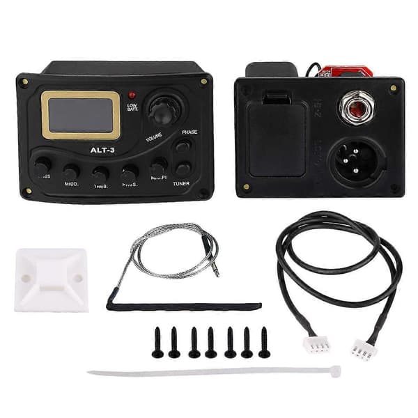 Akustisk Gitarr Pickup Stämapparat 5-Bands Eq Equalizer Akustisk Gitarr Förförstärkare Piezo Pre-Amp Förstärkarsystem Med Volymratt LCD-Display Inbyggd Mikrofon