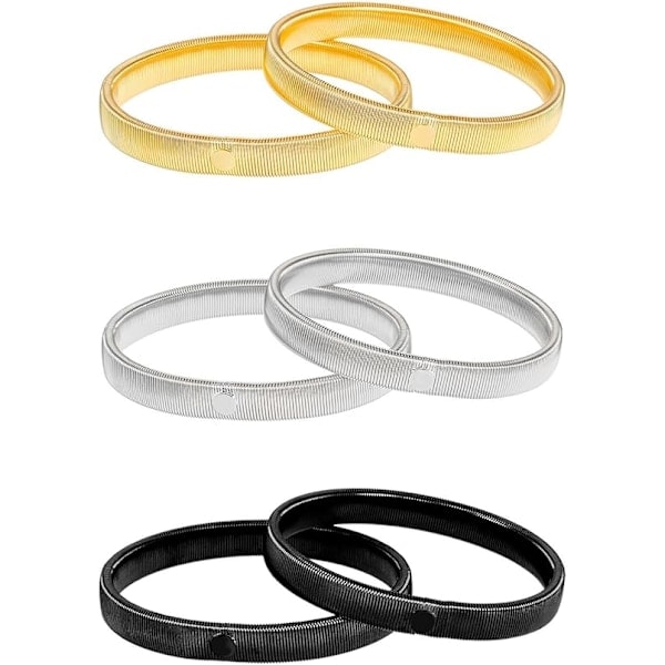 3 par halkfria skjortärmar Stretch armband, Silver