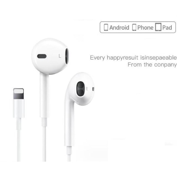 iPhone huvudsakligen kompatibel med Lightning in-ear hörlursmodeller iPhone7/7Plus/8/8Plus/X/XS/XSmax/Xr/11/11Pro/11Pro max - Vit
