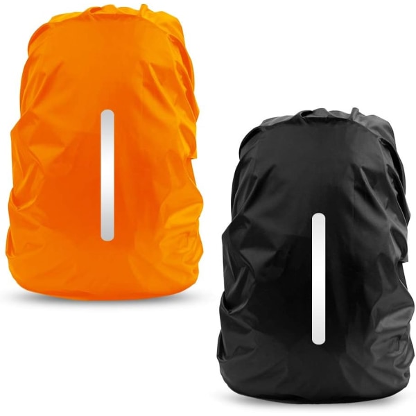2st vattentätt cover för ryggsäck, reflekterande regntätt skydd för damm och stöldskydd M 26L-40L Black and orange