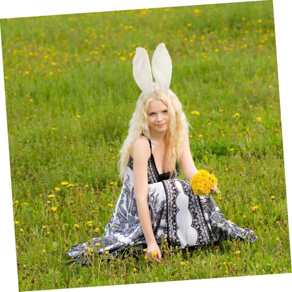 Kaninöron pannband cosplay kaninöron pannband kaninöron hårbågar kostym hårband cosplay huvudbonad kaninöron hårband kostym håraccessoar White