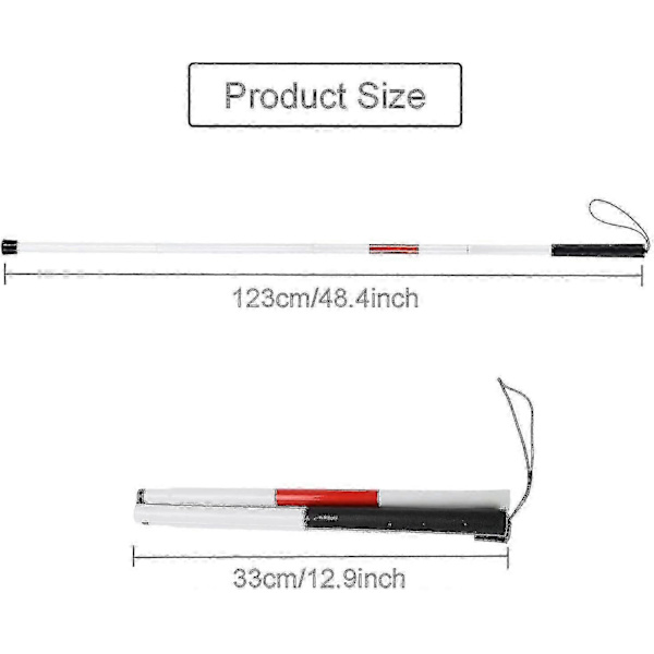 Blindestok, hvid stok, vandrestok til blinde, foldbar blindestok