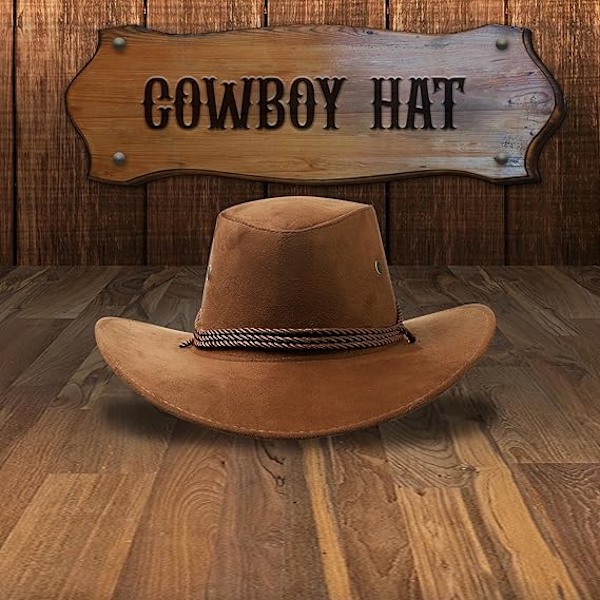 Cowboyhatt Western Solhatt Faux Filt Läder Mocka Maskerad Fest Kostym Outfit Resa Utomhus Solskydd För Herrar Dam Light brown