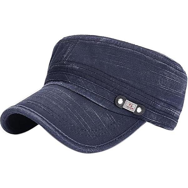 Unisex Cadet Armeijan Lippis Säädettävä Litteä Huippu Lippis Pesty Puuvilla Sotilas Hattu Baseball Lippis Navy