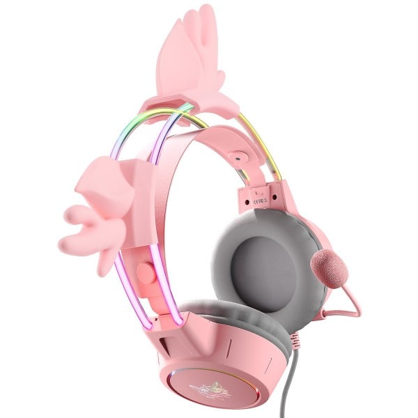 Lumova RGB-peliheadset – Koe tunnelmallinen ääni, mukava muotoilu ja kevyt rakenne pink